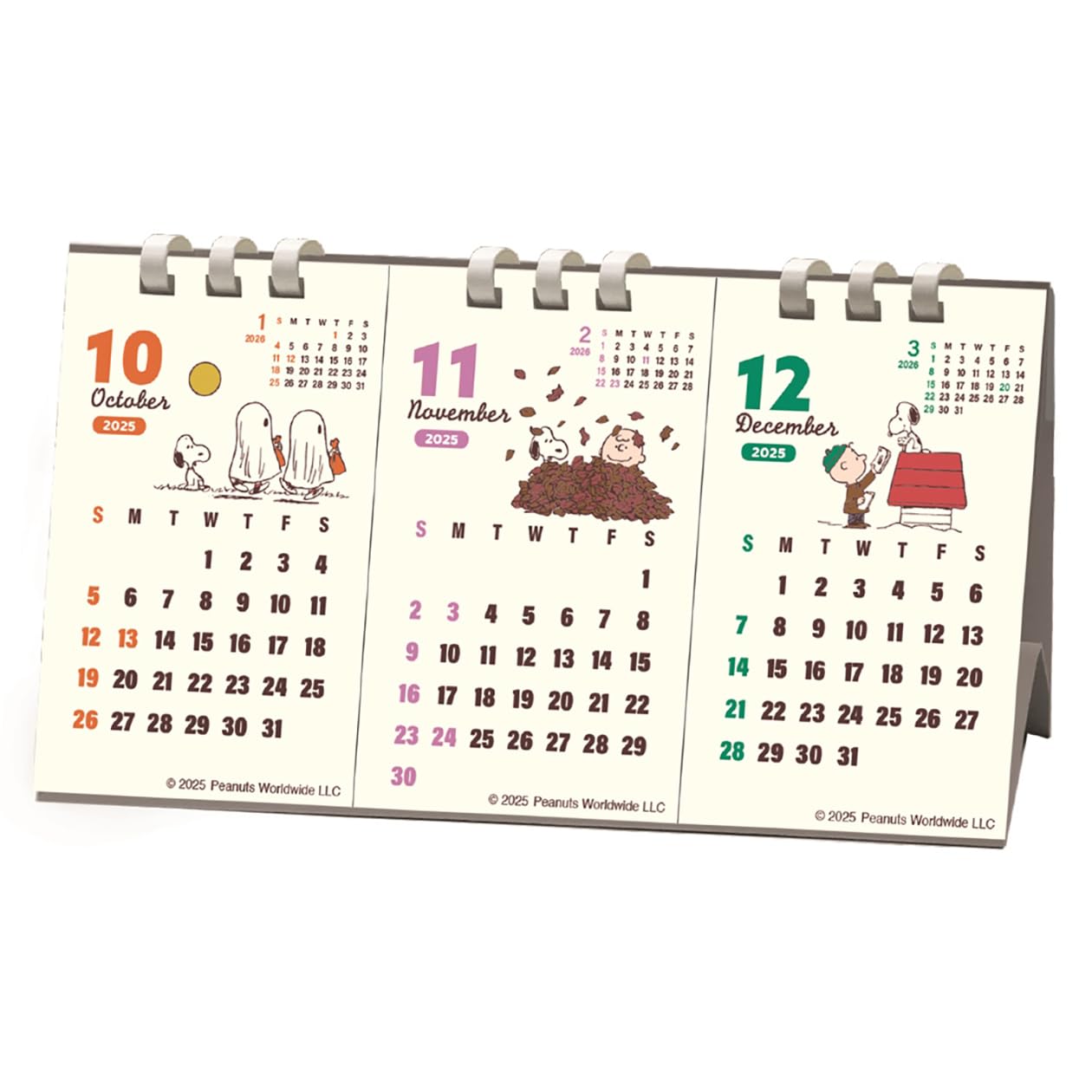 Amazon | 2026年カレンダー 3ヶ月ヨコ/PEANUTS(卓上・エコタイプ
